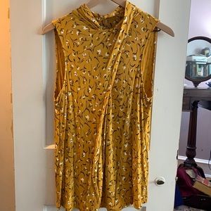Mustard Floral Sleeveless Blouse